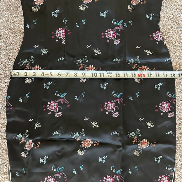 Handmade Black Japanese Traditional Cheongsam Kimono Dress- 40-Approx. 4-6 - Picture 10 of 11